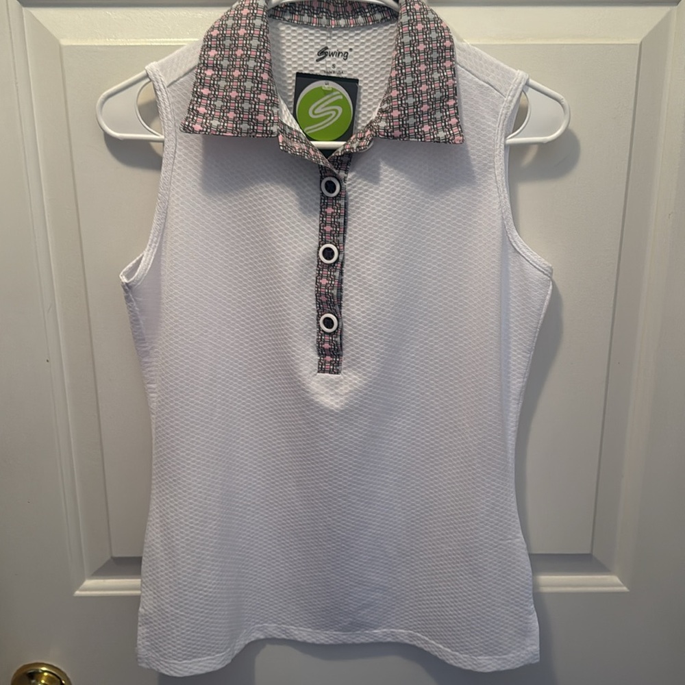 Bette & Court Swing White and Green Golf Shirt